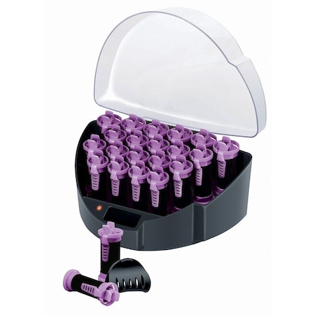 Bigudiuri electrice Remington , 20 de bigudiuri cu 3 marimi diferite , Cleme quick-start , Nucleu inovativ , Material nucleu ceara , Functie ionizare , Indicator luminos la pornire , Culoare Negru/Mov