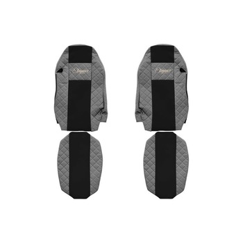 Set 2 huse scaun camion F-Core, Piele-ECO, pentru MAN TGX, Gri/Negru, Scaun sofer standard Set 2 huse scaun camion F-Core, Piele-ECO, pentru MAN TGX, Gri/Negru, Scaun sofer standard