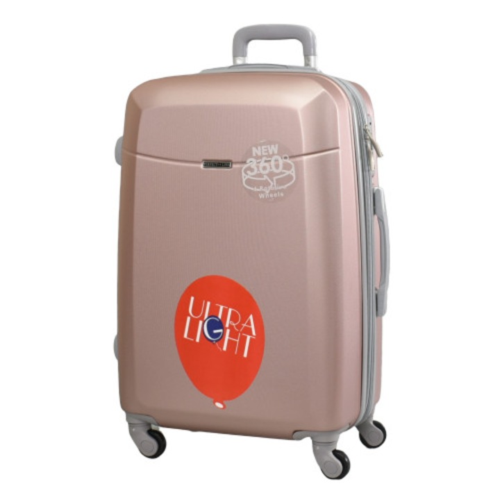 Куфар Perfect line ABS 8093, 66/27/44 см, Разширител, Розов