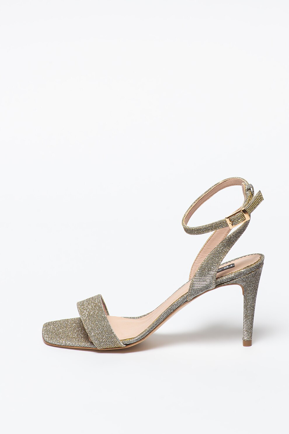 Tosca Blu, Sandale de piele ecologica, cu particule stralucitoare La-Digue, Bej/Argintiu, 39