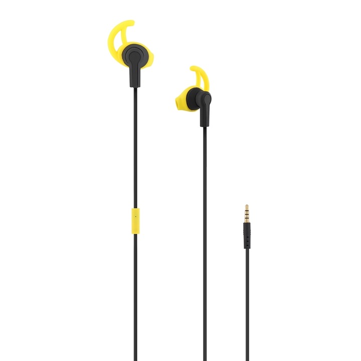 Casti audio In Ear, T'nB, Sport Running, Rezistent la apa, Jack 3.5 mm, Galben / Negru