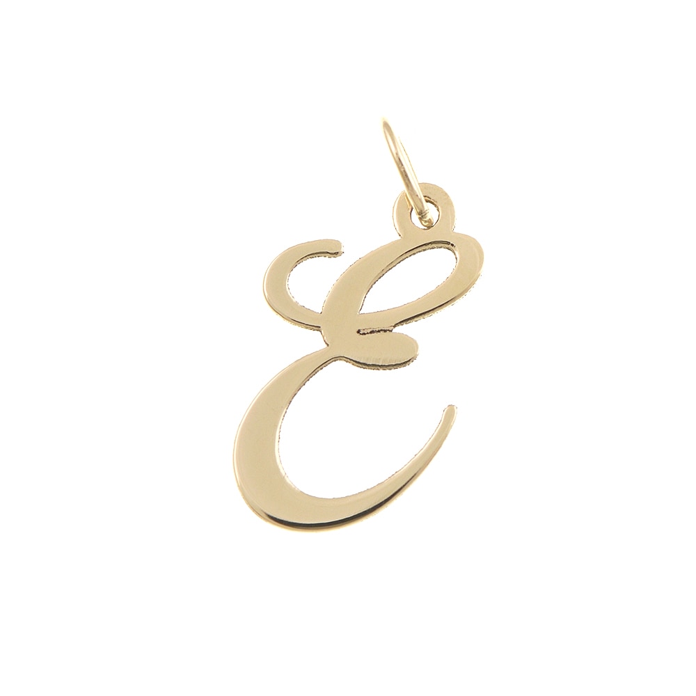 Pandant forma litera E din aur galben de 14k