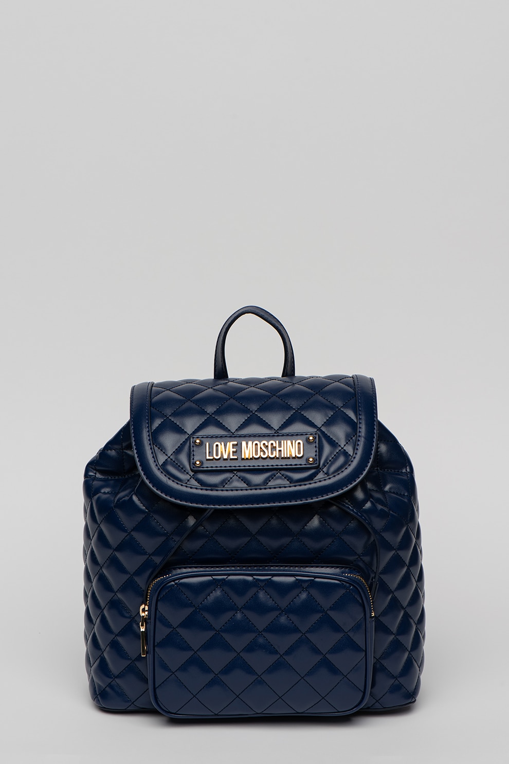 Love Moschino, Rucsac de piele ecologica, cu aspect matlasat, Albastru
