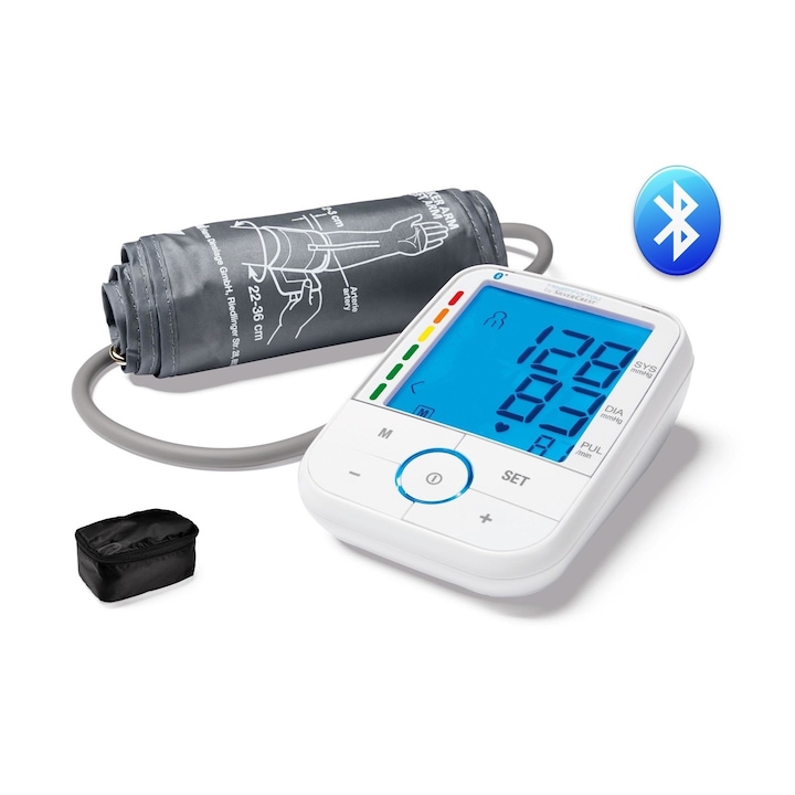 Sanitas / SilverCrest SBM 67 BT digitális automata felkaros vérnyomásmérő Bluetooth funkcióval, díjmentes mobil applikációval