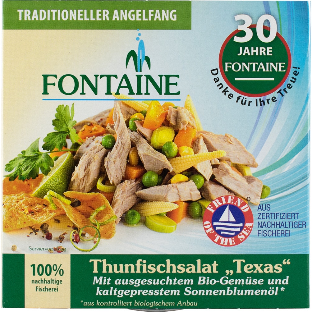Salata de ton ”Texas” cu legume bio si ulei de floarea soarelui presat la rece, Fontaine 200g