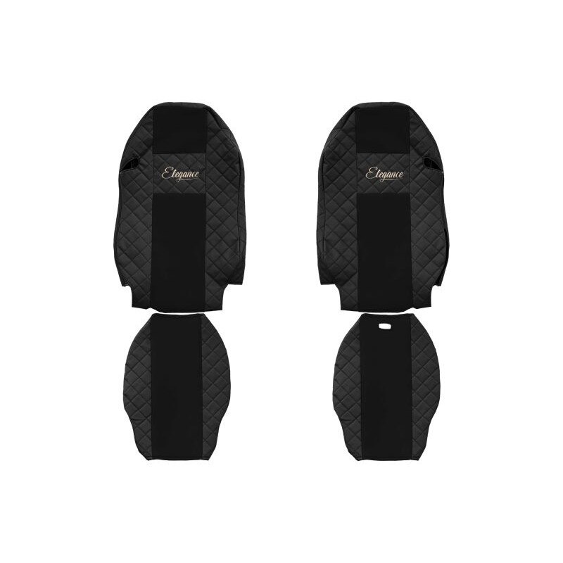 Set 2 huse scaun camion F-Core, Piele-ECO, pentru MERCEDES ACTROS MP2 / MP3, Negru, 2002