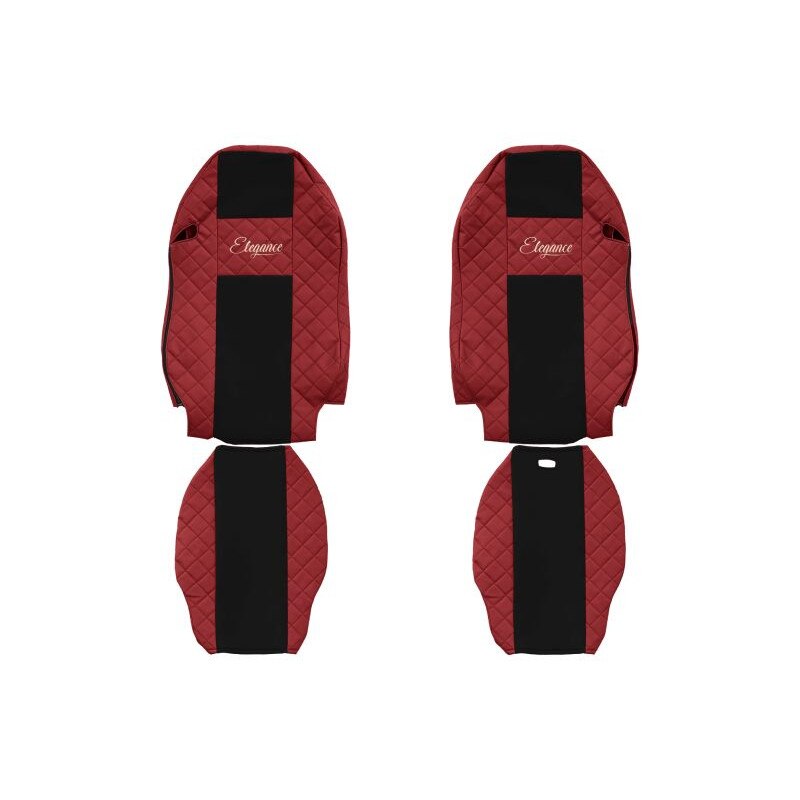 Set 2 huse scaun camion F-Core, Piele-ECO, pentru MERCEDES ACTROS MP2 / MP3, Rosu/ Negru, 2002