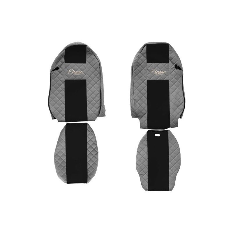 Set 2 huse scaun camion F-Core, Piele-ECO, pentru MERCEDES ACTROS MP2 / MP3, 2008+, Gri/ Negru
