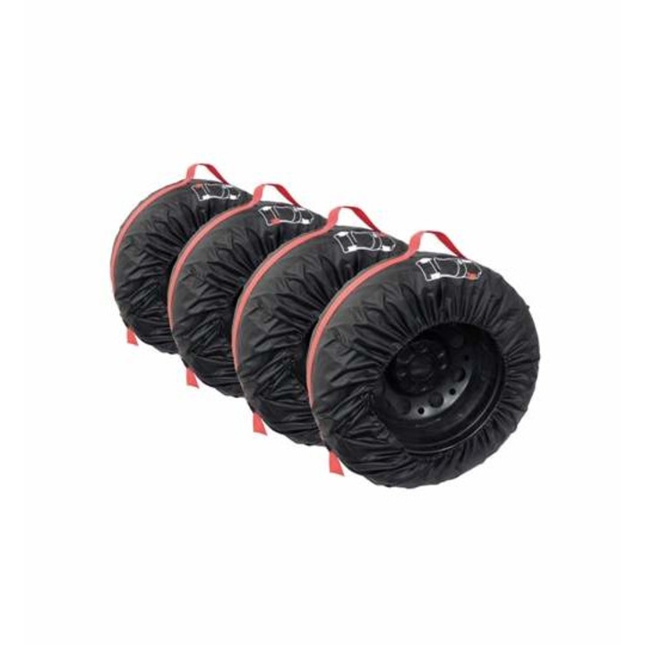 Комплект от 4 калъфа за гуми, С дръжки, За гуми между R13 - R16, Черен