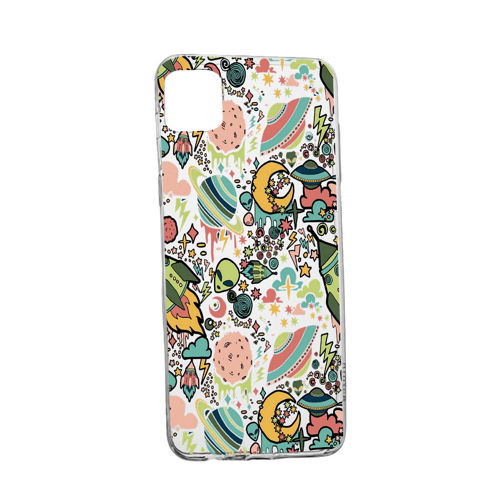 Husa Silicon Universe, Planets UFO, Compatibila cu Apple iPhone 13, rezistenta la uzura, anti-alunecare, 472