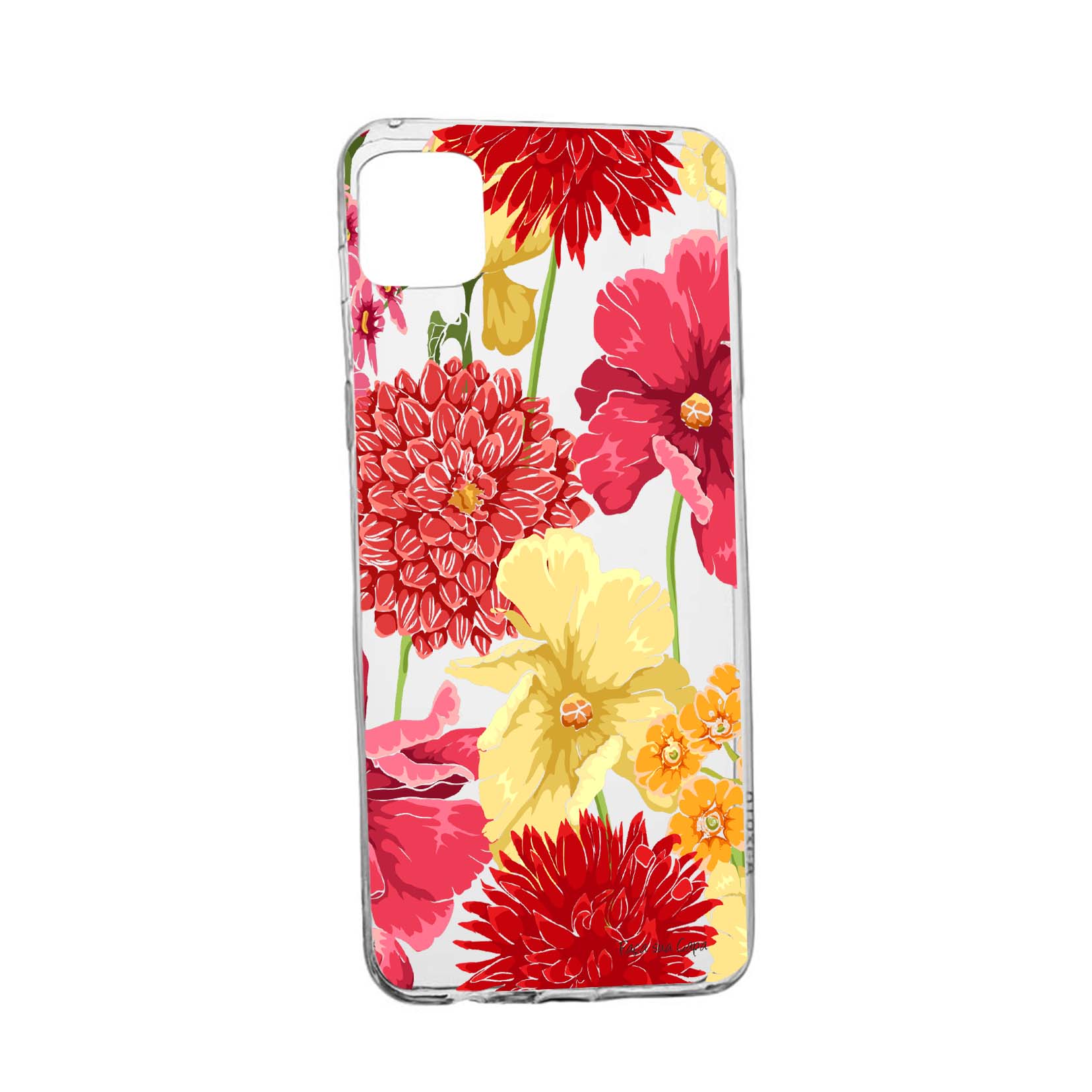 Husa Silicon Flowers Red Yellow, Compatibila cu Xiaomi Poco C3, rezistenta la uzura, anti-alunecare, 634