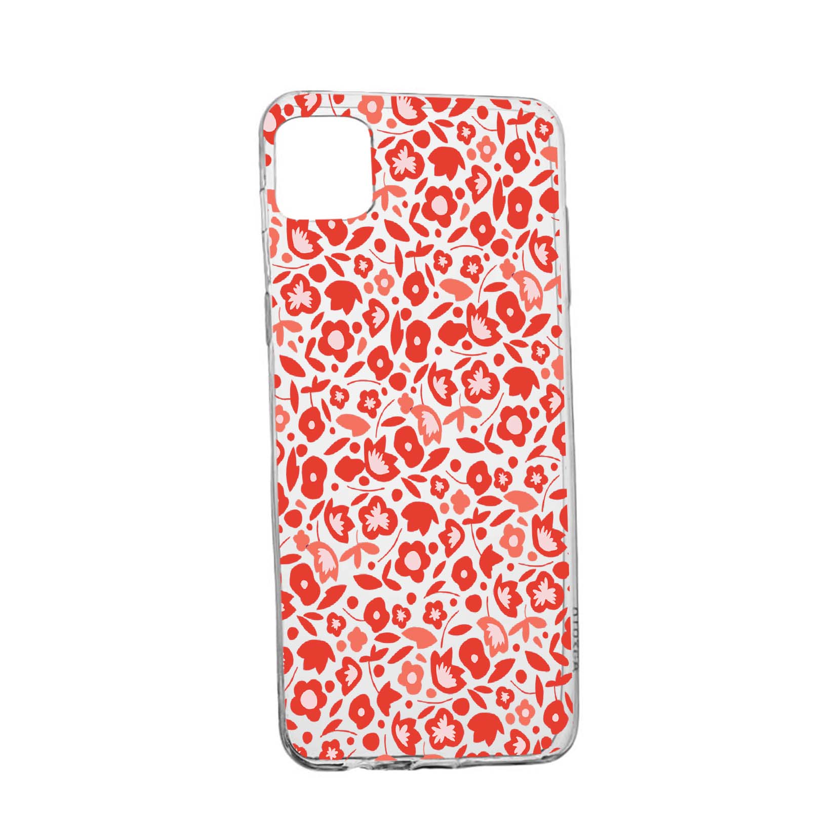Husa Red Floweres Pattern, pentru Apple iPhone 12, rezistenta la uzura, anti-alunecare, din silicon Premium, 631