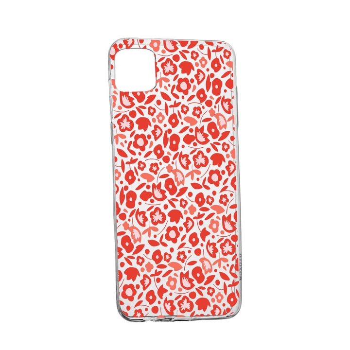 Husa Red Floweres Pattern, pentru Samsung Galaxy A41, rezistenta la uzura, anti-alunecare, din silicon Premium, 631
