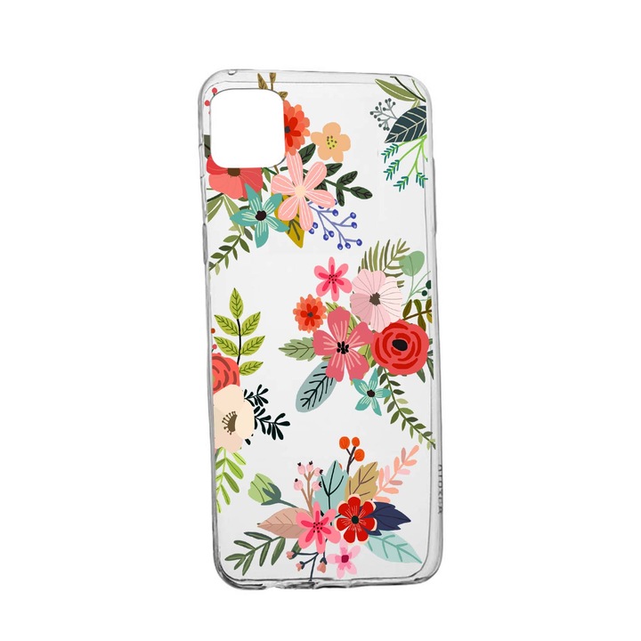 Husa Flowers, pentru Apple iPhone 12, rezistenta la uzura, anti-alunecare, din silicon Premium, 630