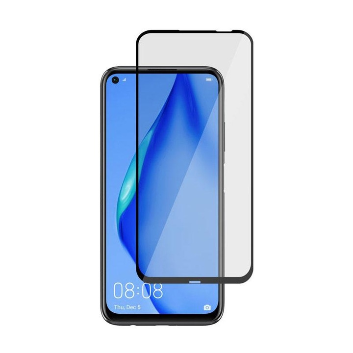 Üvegvédő fólia Huawei P40 Lite, 3D fekete, TELJES KÉPERNYŐ, Edzett üveg, Anti-Shock, Viceversa