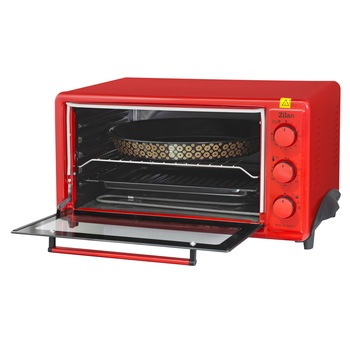 Cuptor electric Zilan ZLN-5648, Putere 1800W, Termostat reglabil 230 grade, Temporizator 90 min, Capacitate mare 40L, Tavi incluse, Rosu Cuptor electric Zilan ZLN-5648, Putere 1800W, Termostat reglabil 230 grade, Temporizator 90 min, Capacitate mare 40L, Tavi incluse, Rosu