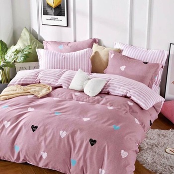 Lenjerie de Pat din Finet Satinat cu 2 Fete, 6 Piese, Pat 2 Persoane, Love Hearts Lenjerie de Pat din Finet Satinat cu 2 Fete, 6 Piese, Pat 2 Persoane, Love Hearts