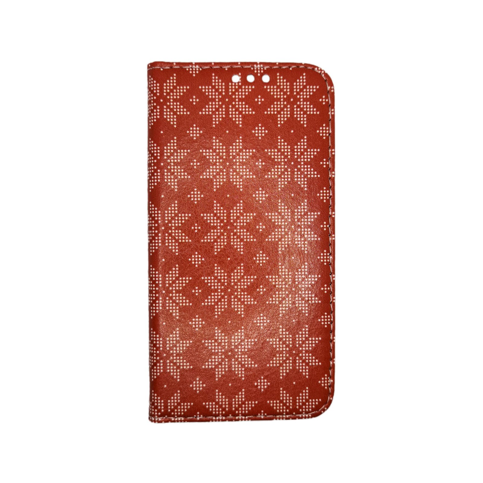 Husa Craciun Flip Carte Apple iPhone SE 2 model Christmas Star, Portofel cu Stand, Antisoc Rosu Rosu