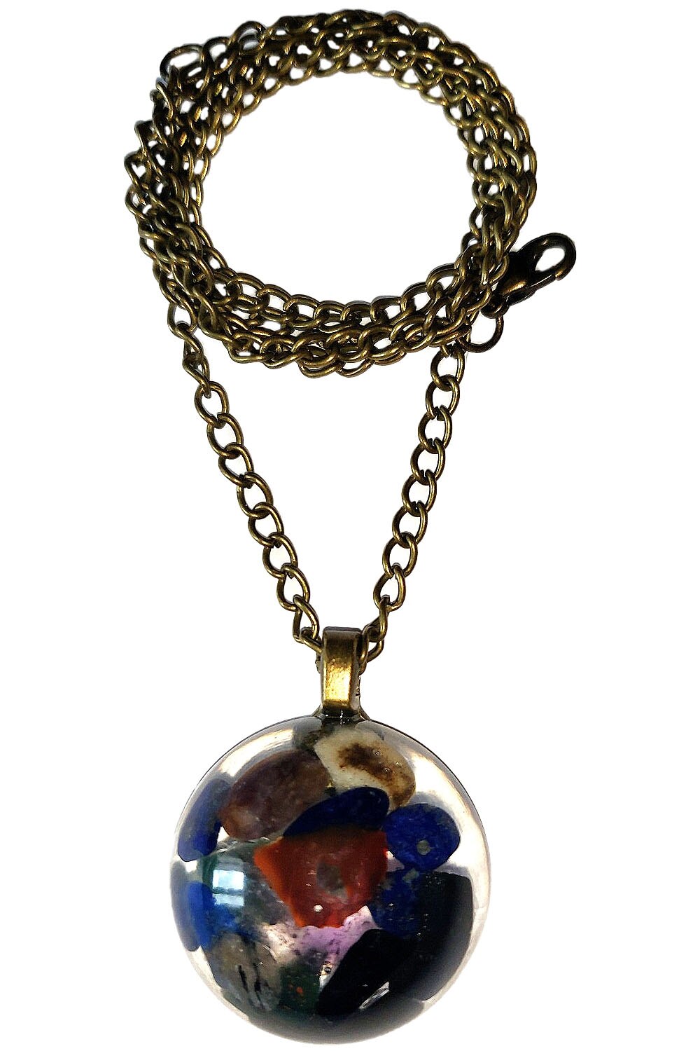 Colier unicat, Delirium, multicolor, mix de pietre semipretioase, lucru manual, maro