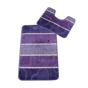 Set 2 covorase baie Basic Standard , 50x80cm/40x50cm, antiderapant, polipropilena, culoare mov degrade , model inimi, gramaj 800 g Set 2 covorase baie Basic Standard , 50x80cm/40x50cm, antiderapant, polipropilena, culoare mov degrade , model inimi, gramaj 800 g