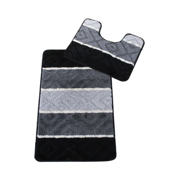 Set 2 covorase baie Basic Standard , 50x80cm/40x50cm, antiderapant, polipropilena, culoare negru degrade , model romburi, gramaj 800 g Set 2 covorase baie Basic Standard , 50x80cm/40x50cm, antiderapant, polipropilena, culoare negru degrade , model romburi, gramaj 800 g