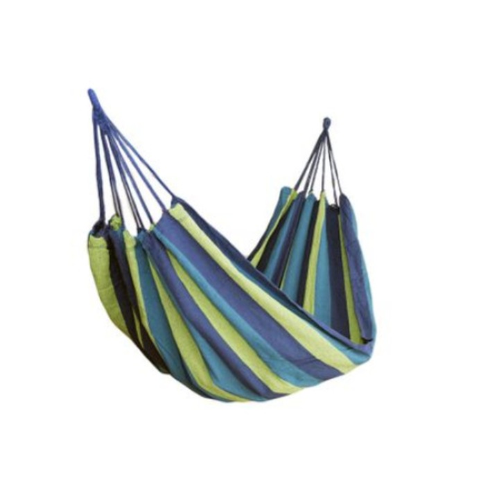 Двоен хамак за двама души, 200смx160см, Капацитет 200кг, Син, с въжета и краища за котва