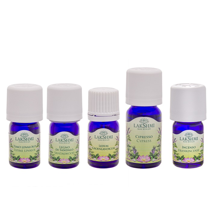 Set uleiuri esentiale, Lakshmi, tratament alternativ pentru problemele cu prostata, 5 bucati, 27 ml