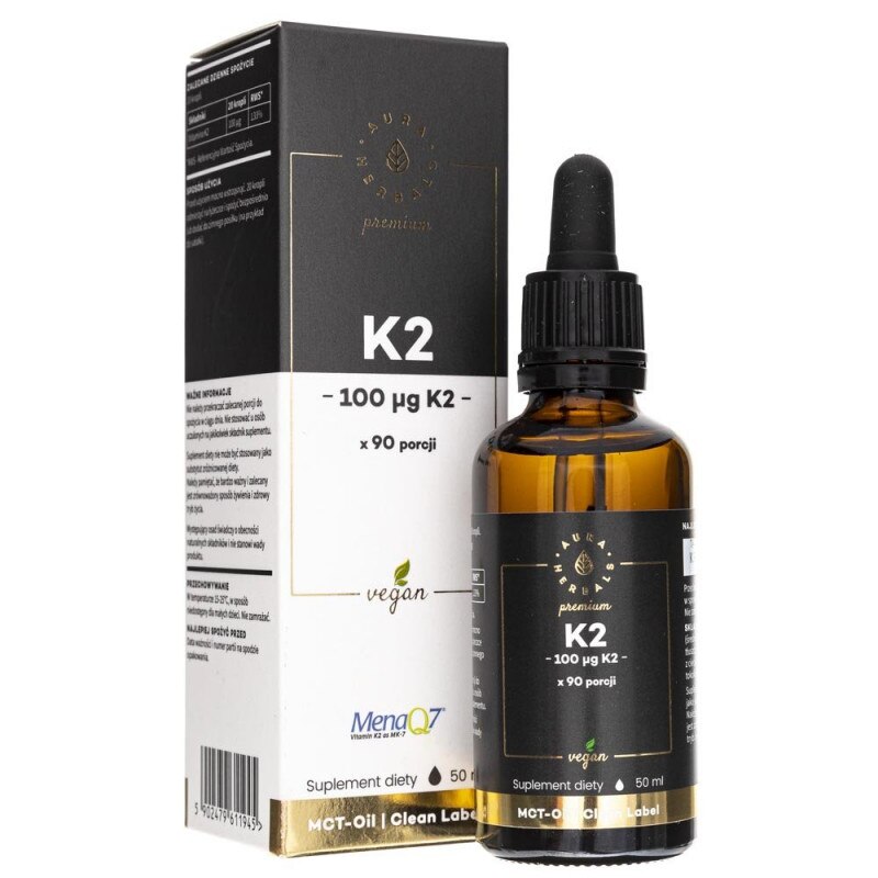 Supliment alimentar Premium Vitamina K2 100 mcg Vegan MenaQ7® Aura Herbals, 50 ml picaturi