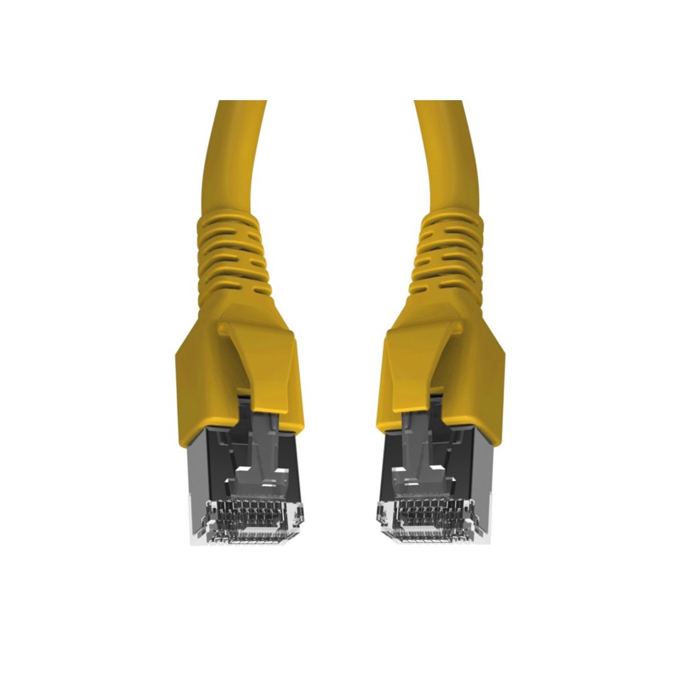 Cablu patchcord Cat.6A 10G S/FTP dublu ecranat Schrack RJ45 LSOH 500MHz galben 10 m