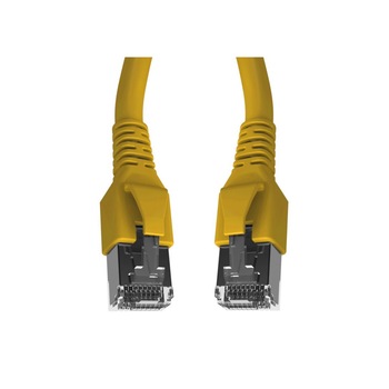 Cablu patchcord Cat.6A 10G S/FTP dublu ecranat Schrack RJ45 LSOH 500MHz galben 10 m Cablu patchcord Cat.6A 10G S/FTP dublu ecranat Schrack RJ45 LSOH 500MHz galben 10 m