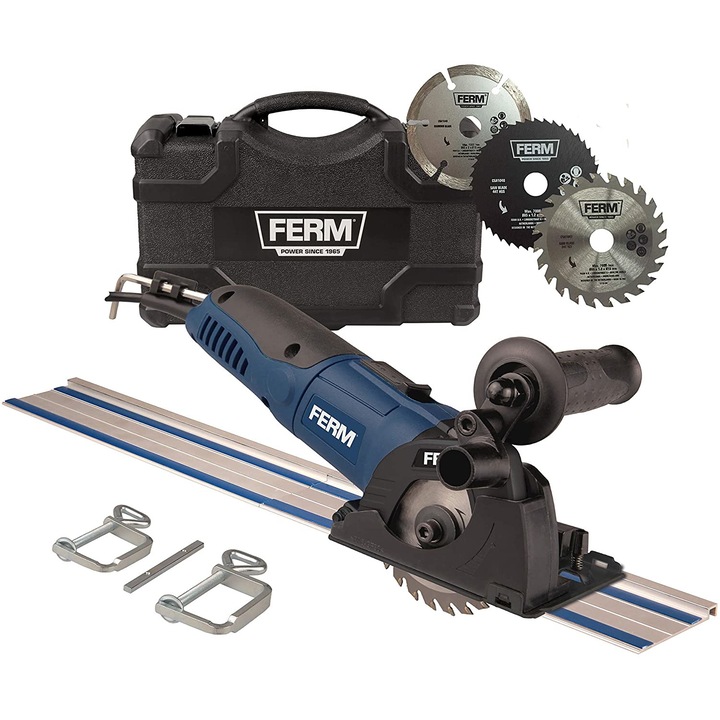Fierastrau circular de precizie cu sina, FERM, CSM1043_S, 500W, 85mm, lungime sine 700mm