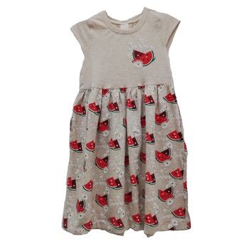 Rochie fete, din bumbac, bej/ rosu, 110 cm, 5 ani Rochie fete, din bumbac, bej/ rosu, 110 cm, 5 ani