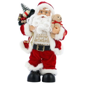 Mos Craciun muzical Kring Groovy Santa, 25 cm, catifea, Rosu Mos Craciun muzical Kring Groovy Santa, 25 cm, catifea, Rosu