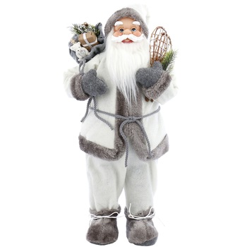 Mos Craciun Kring, cu paleta si sac de cadouri, 60 cm, Alb Mos Craciun Kring, cu paleta si sac de cadouri, 60 cm, Alb