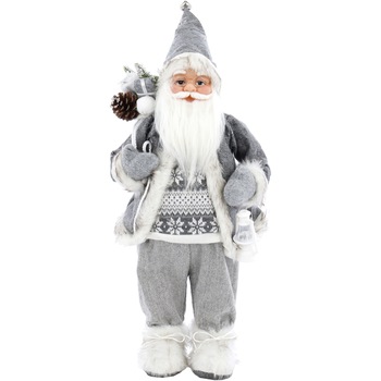 Mos Craciun Kring, cu lanterna si sac de cadouri, 60 cm, Gri Mos Craciun Kring, cu lanterna si sac de cadouri, 60 cm, Gri