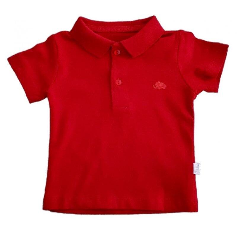 Tricou cu guler, Bebetto - Elephant, Rosu