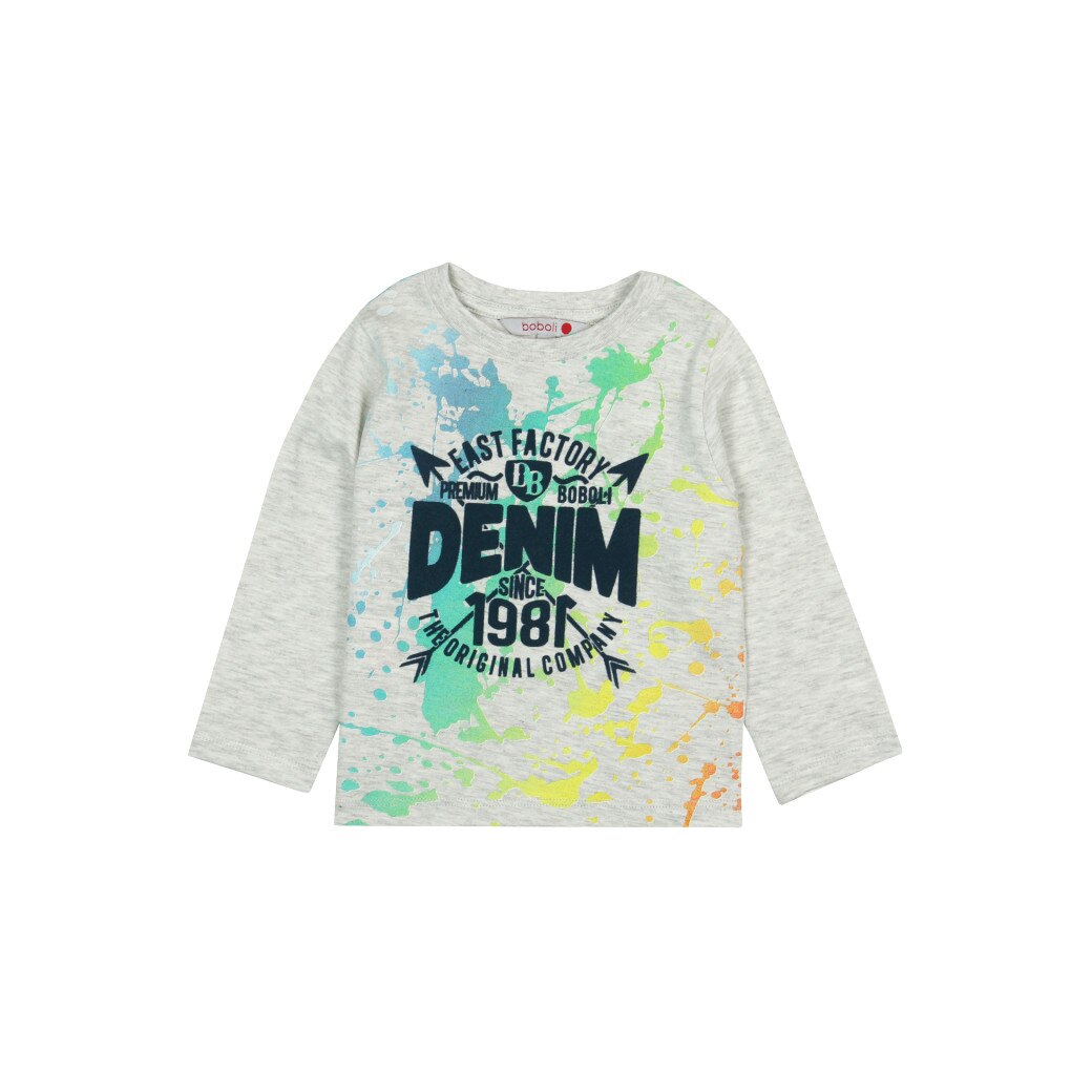 Tricou gri cu maneca lunga si text, Boboli, baieti