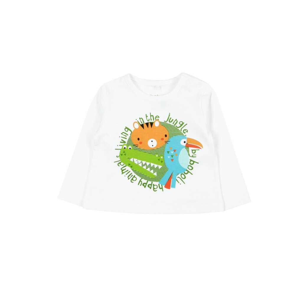Tricou alb cu maneca lunga Jungle, Boboli, fete