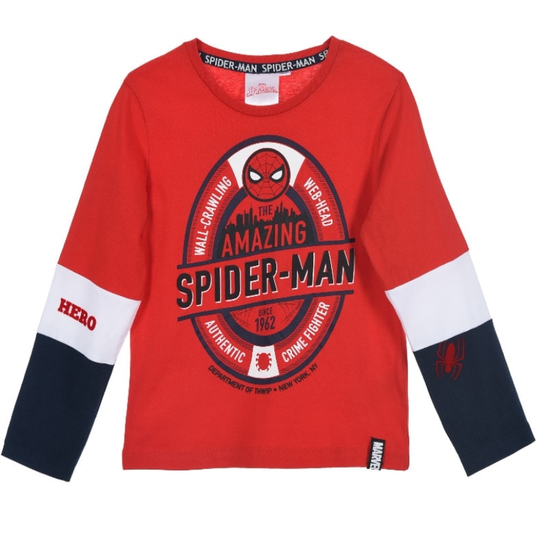 Tricou baieti Spiderman, maneca lunga, Rosu