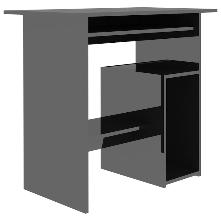 vidaXL magasfényű fekete forgácslap számítógépasztal 80 x 45 x 74 cm