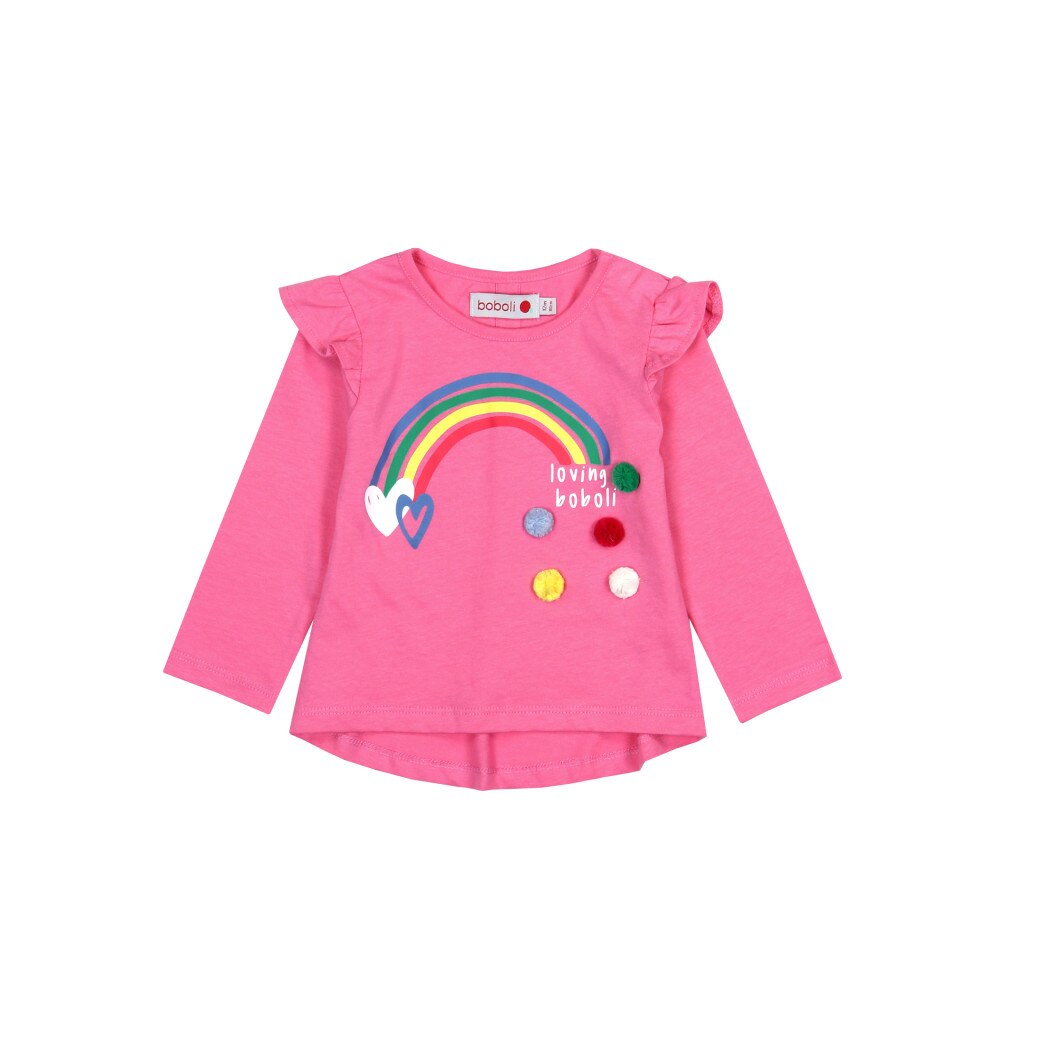 Tricou roz cu maneca lunga curcubeu, Boboli, fete