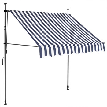 Copertina retractabila manual cu LED, vidaXL, Poliester, 100 x 120 x (200-300) cm, Albastru/Alb Copertina retractabila manual cu LED, vidaXL, Poliester, 100 x 120 x (200-300) cm, Albastru/Alb