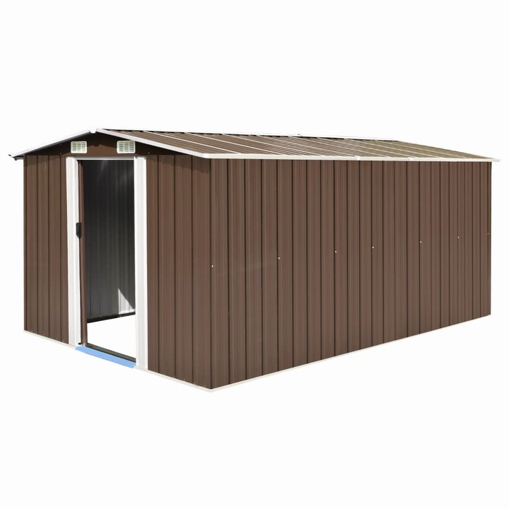 VidaXL barna fém kerti fészer 257 x 392 x 181 cm 143347