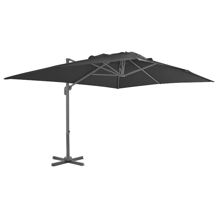 Градински чадър с чупещо се рамо vidaXL, алуминиев път, 400х300 см, черен