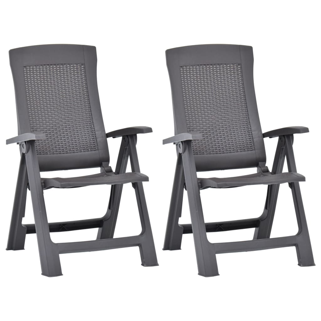 Set 2 scaune de exterior, pliabile, vidaXL, Plastic, 58 x 62 x 108 cm, Maro