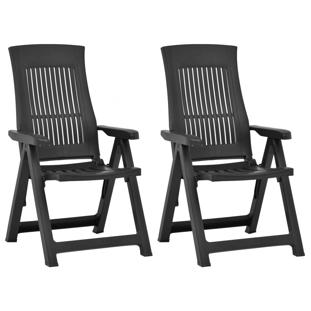 Set 2 scaune de exterior, pliabile, vidaXL, Plastic, 58 x 62 x 108 cm, Maro