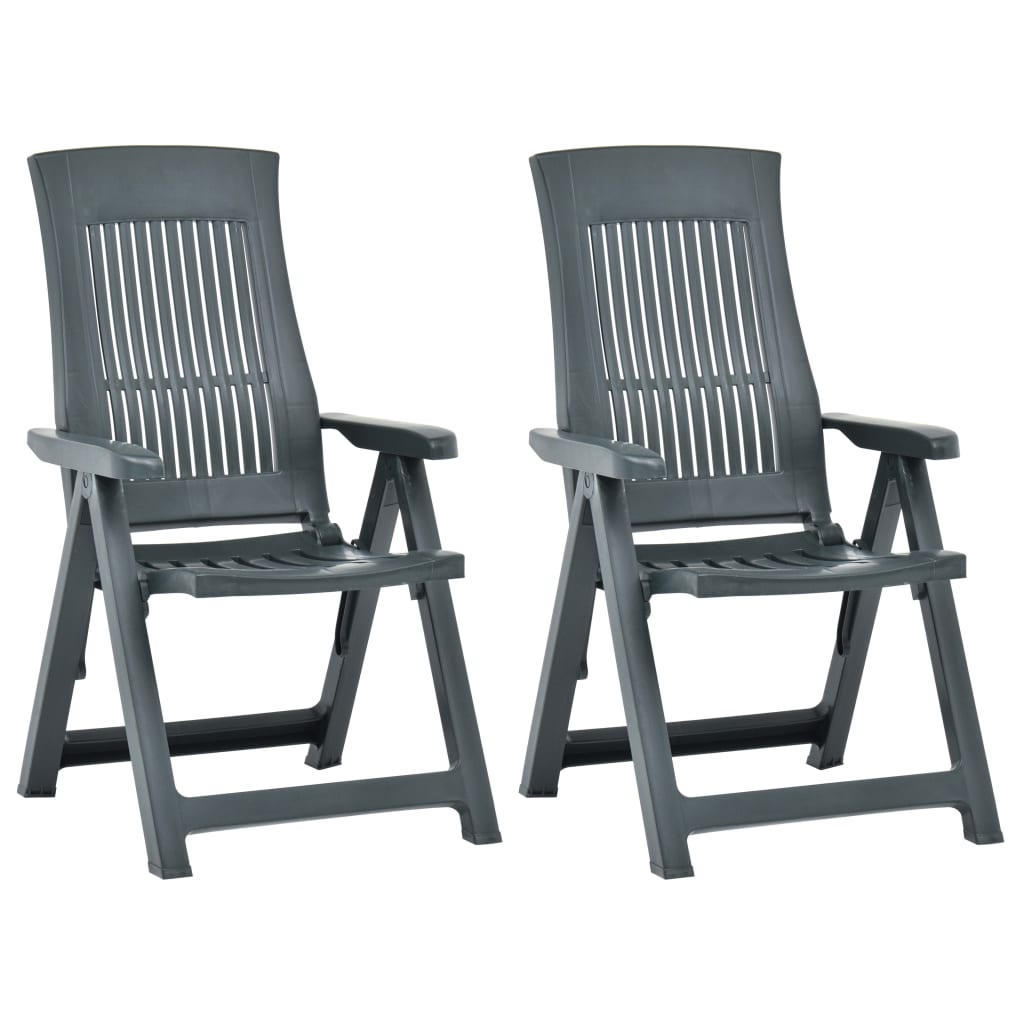 Set 2 scaune de exterior, pliabile, vidaXL, Plastic, 58 x 62 x 108 cm, Verde