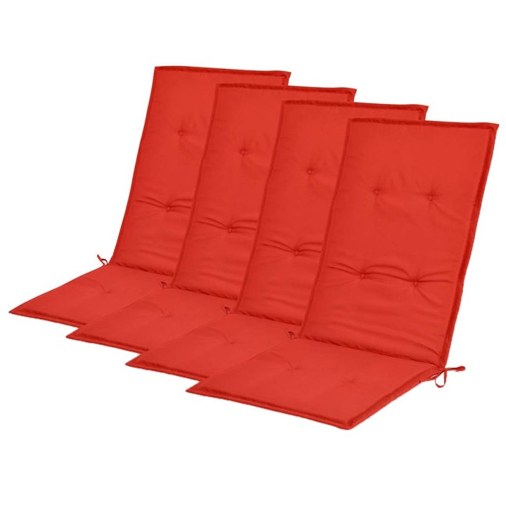 Възглавници за стол с облегалка vidaXL, 4 бр, червени, 120x50x3 см, плат, 1.61 Kg
