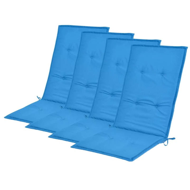 Възглавници за столове с облегалки vidaXL, 4 бр, сини, 120x50x3 см, плат, 0.84 Kg