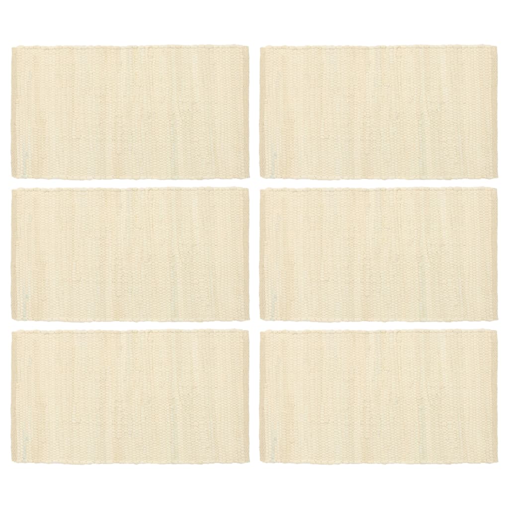 Set de 6 naproane de masa, vidaXL, Bumbac, 30 x 45 cm, Crem